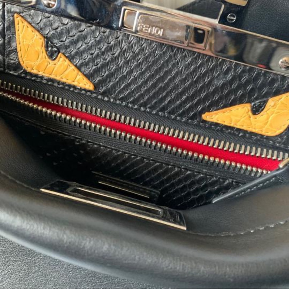 Fendi Monster Eyes Peekaboo Bag, Black/Yellow - Picture 6 of 10